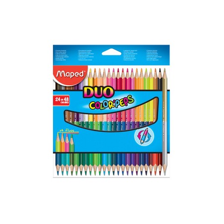 Maped, Crayons de couleur, Color'Peps Duo, Double pointe, étui de 24, 829602FC