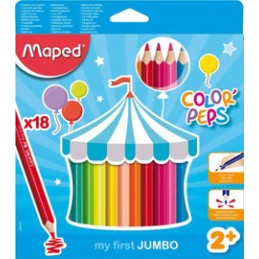 Maped, Crayons de couleur, Color'Peps, Jumbo, étui de 18, 834012FC