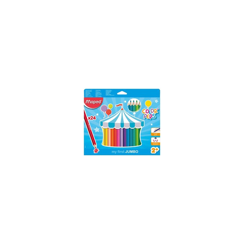 Maped, Crayons de couleur, Color'Peps, Jumbo, étui de 24, 834013