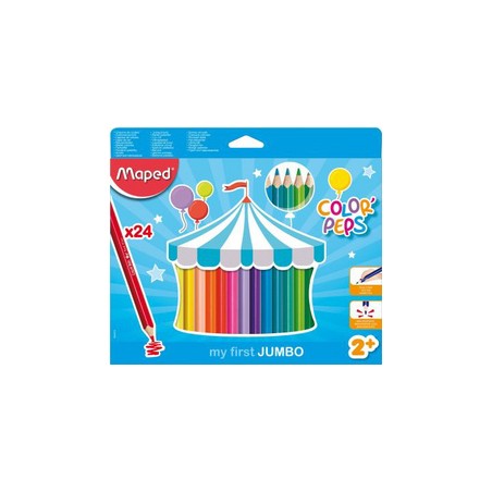 Maped, Crayons de couleur, Color'Peps, Jumbo, étui de 24, 834013