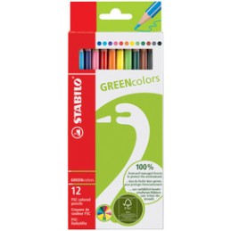 Stabilo, Crayons de couleur, GREENcolors, étui carton de 12, 6019/2-121