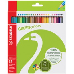 Stabilo, Crayons de couleur, GREENcolors, étui carton de 24, 6019/2-24