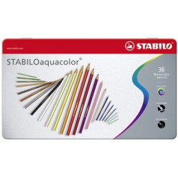 Stabilo, Crayons de couleur, Aquacolor, Boîte métal de 36, 1636-5