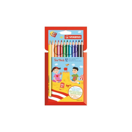 Stabilo, Crayons de couleur, Triangulaire, Trio épais, étui de 12, 203/2-12