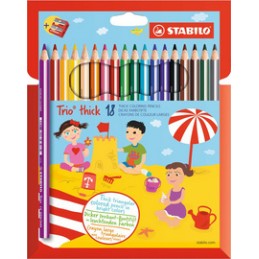Stabilo, Crayons de couleur, Triangulaire, Trio épais, étui de 18, 203/2-18