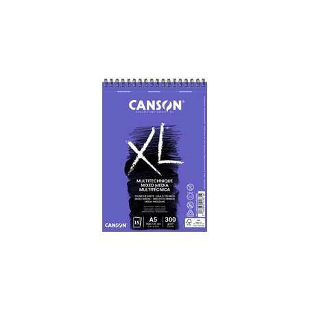 Canson, Bloc, Papier, Mix Media, A5, 300G, XL, 15 feuilles, C200001872