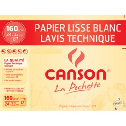 Canson, Papier dessin, Technique, 240 x 320 mm, 160G, Lisse, C200037101