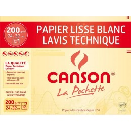 Canson, Papier dessin, Technique, 240 x 320 mm, 200G, Lisse, C200037110