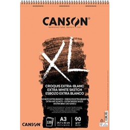 Canson, Bloc, Papier dessin, Extra blanc, A3, 90G, XL, 120 Feuilles, C200787501