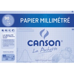 Canson, Papier millimétré, A4, 90G, Bleu, 12 feuilles, C200067116