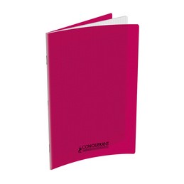 Conquerant, Cahier, A4, 210 x 297 mm, Séyès, Rose, 96 pages, Grands carreaux, Polypro, 400002773