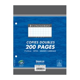 Conquerant, Copies doubles, 170 x 220 mm, Seyès, 200 pages, Grands carreaux, 100101223