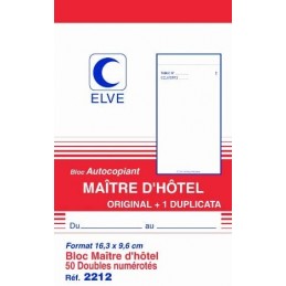 Elve, Bloc, Maître d'Hôtel, 165 x 96 mm, 50 feuillets, Duplicata, 2212
