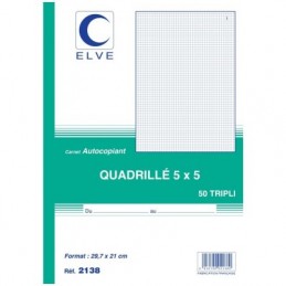 Elve, Manifold, Quadrillé, 5x5, A4, 210 x 297 mm, Tripli, Autocopiants, 2138