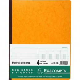 Exacompta, Registre, Piqûre, 4 colonnes, 31 lignes, 320 x 250 mm, 80 pages, 4040E