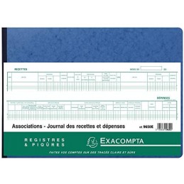 Exacompta, Registre, Piqure, Associations, Journal des recettes et dépenses, 270 x 380 mm, 80 Pages, 9650E