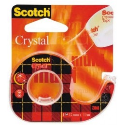 3M, Scotch, Ruban adhésif, Crystal Clear 600, 12 mm x 10 m, Dévidoir, 6-1210D