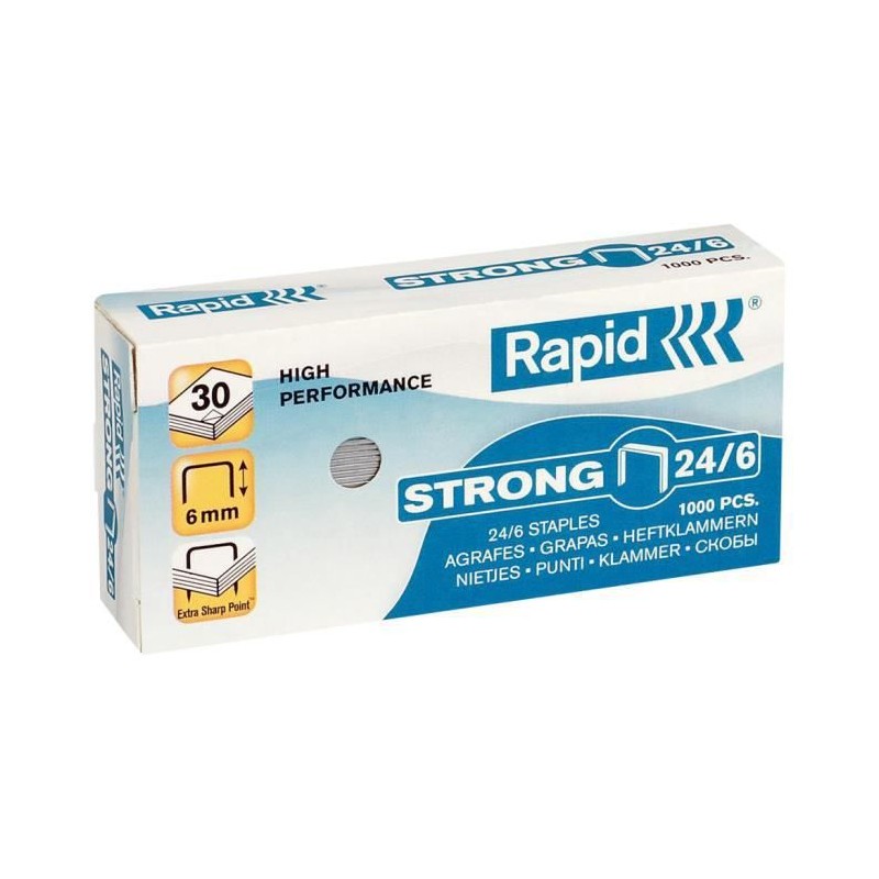 Rapid, Agrafes, Strong, 24/6, Galvanisé, Boîte de 1 000, 24855800