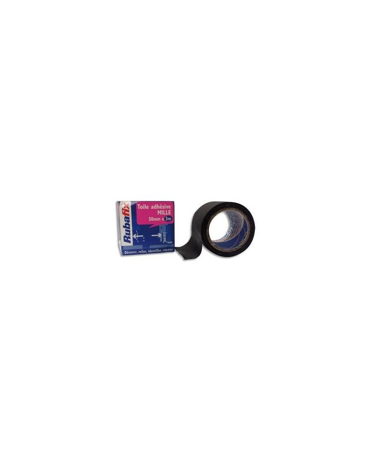 Rubafix Toile adhesive, Plastifiée, 50mm  x3m, Noir, 558800
