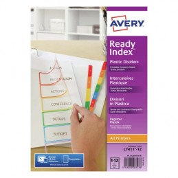 Avery, Intercalaires, Readyindex, Polypro, 12 touches, A4, 05260501