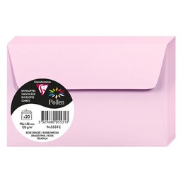 Pollen by Clairefontaine, Enveloppes, 90 x 140 mm, Rose dragée, 120G, 5531C