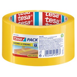 Tesapack, Adhésif d'emballage, 58643, Secure & Strong, Jaune, 58643-00000-00
