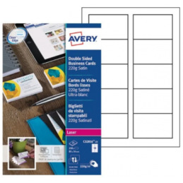 Avery, Quick & Clean, Cartes de visite, Satinées, 220G, Paquet de 5 000, C32016-500