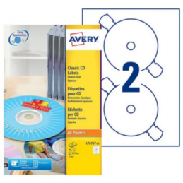 Avery, Etiquettes CD, Diamètre 117 mm, Blanc, Laser, Paquet de 50, L7676-25