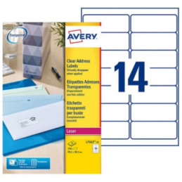 Avery, Etiquettes d'adresse, Transparentes, 99.1 x 38.1 mm, Paquet de 350, L7563-25