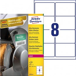Avery, Etiquettes, Polyéthylène, 99.1 x 67.7 mm, Paquet de 320, L7914-40