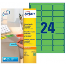 Avery, Etiquettes, 63.5 x 33.9 mm, Vert, Paquet de 480, L6033-20