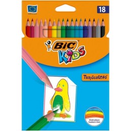 BIC KIDS, Crayons de couleur, Tropicolors , étui carton de 18, 9375172