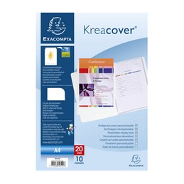 Exacompta, Protège documents, Kreacover, A4, Blanc, 20 vues, 58109E