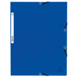 Exacompta, Chemises à élastiques, A4, Carton, Bleu, 3 rabats, 55302E