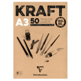 Clairefontaine, Bloc, Papier dessin, KRAFT, A3, 120g, 975816C