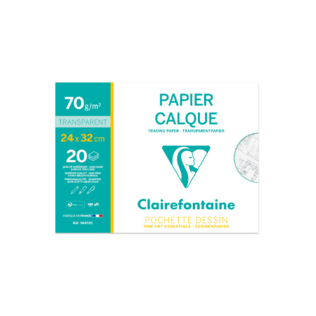 Clairefontaine, Pochette, Papier calque, 240 x 320 mm, 70g, 96872C