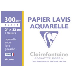 Clairefontaine, Papier dessin, Lavis, Aquarelle, 240 x 320 mm, 96340C