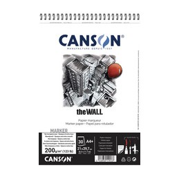 Canson, Bloc, Papier dessin, The WALL, A4, 200 g, Mat, Lisse, C400078797