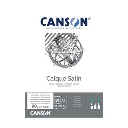 Canson, Bloc, Papier, Calque satin, A3, 297 x 420 mm, 90 95 g, C200757202