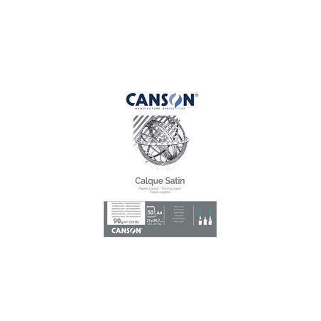 Canson, Bloc, Papier, Calque satin, A3, 297 x 420 mm, 90 95 g, C200757202