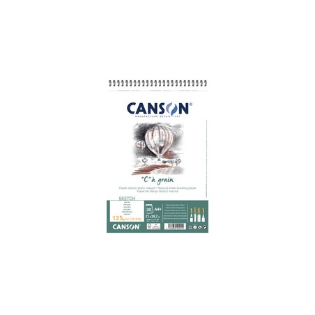 Canson, Album, Spirale, Papier dessin, C à grain, A4, 125g, C400060603