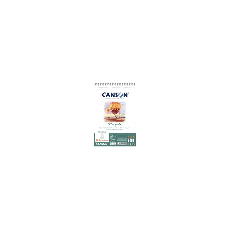Canson, Album, Spirale, Papier dessin, C à grain, A4, 180 g, C400060604