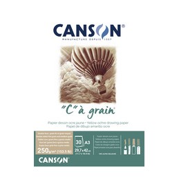 Canson, Bloc, Papier dessin, A3, C à grain, 250 g, Ocre chiné, C400110399