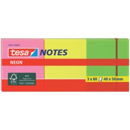 Tesa, Bloc de notes adhésives, couleurs néon, 40x50mm, 56001-00000-00