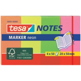 Tesa, Index repositionnables, Marker, néons, 50x20mm, 56691-00000-01
