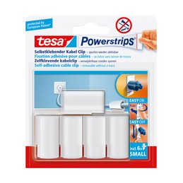 Tesa powerstrips, Fixation adhésive pour câbles, Blanc, 58035-00016-20
