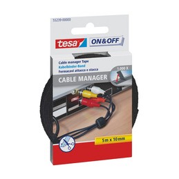 Tesa, On & Off, Serre câbles, Cable manager universal, noir, 55239-00000-01