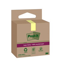 Post-it, Super Sticky, Recycling notes, 47.6x47.6mm, jaune, BP1313