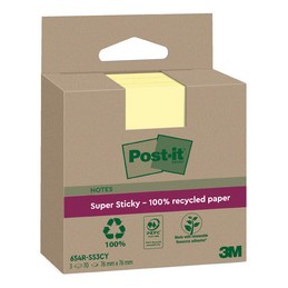 Post-it, Super Sticky, Recycling notes, 76x76mm, jaune, BP1314