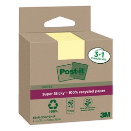 Post-it, Super Sticky, Recycling notes, 76x76mm, jaune, BP1315